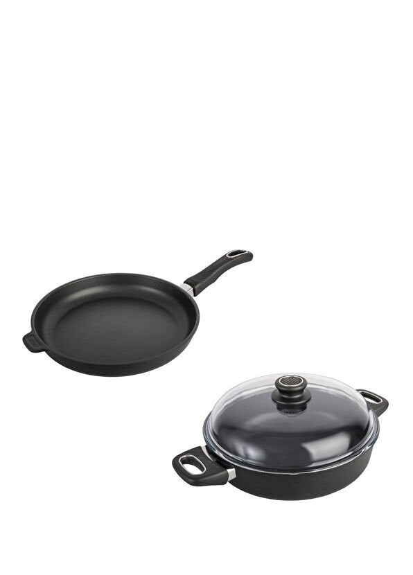 Gastrolux Döküm Siyah 3 Parça Alüminyum Döküm Tencere ve Tava Seti