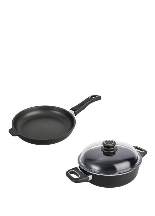 Gastrolux Döküm Siyah 3 Parça Alüminyum Döküm Tencere ve Tava Seti