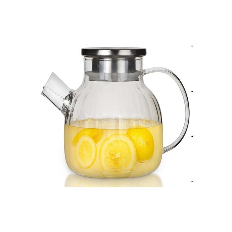 Lia Çelik Kapaklı Çizgili Cam Demlik 1000 ml