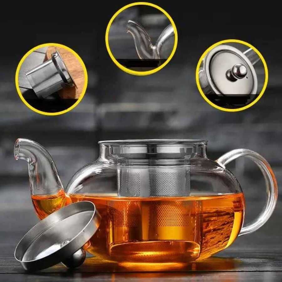 Lia Cam Demlik 600 ml - Cam Süzgeç