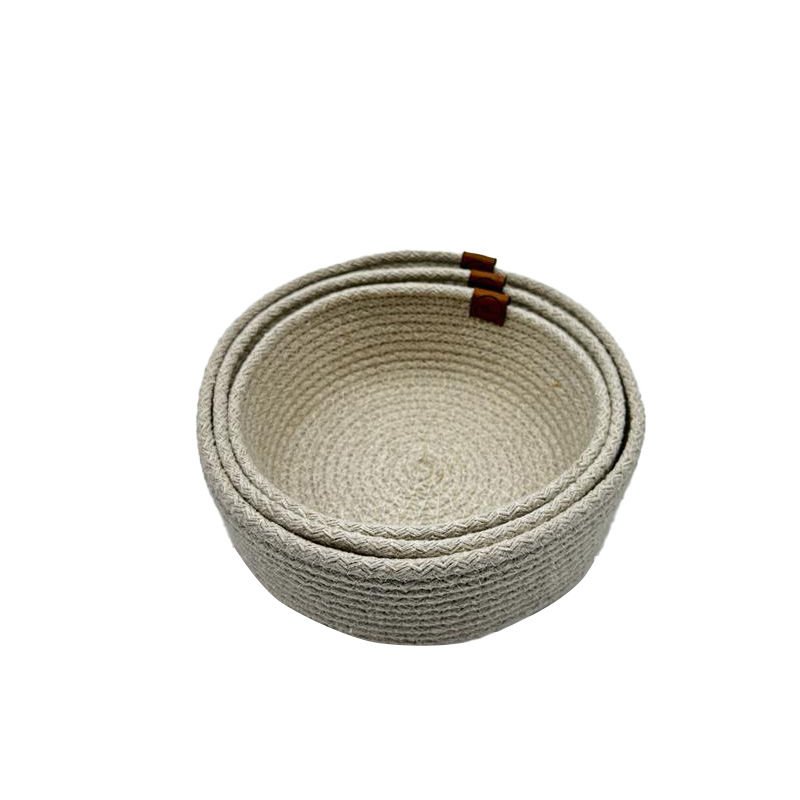 Lia Jüt 3'lü Yuvarlak Organizer Ekru 24 cm