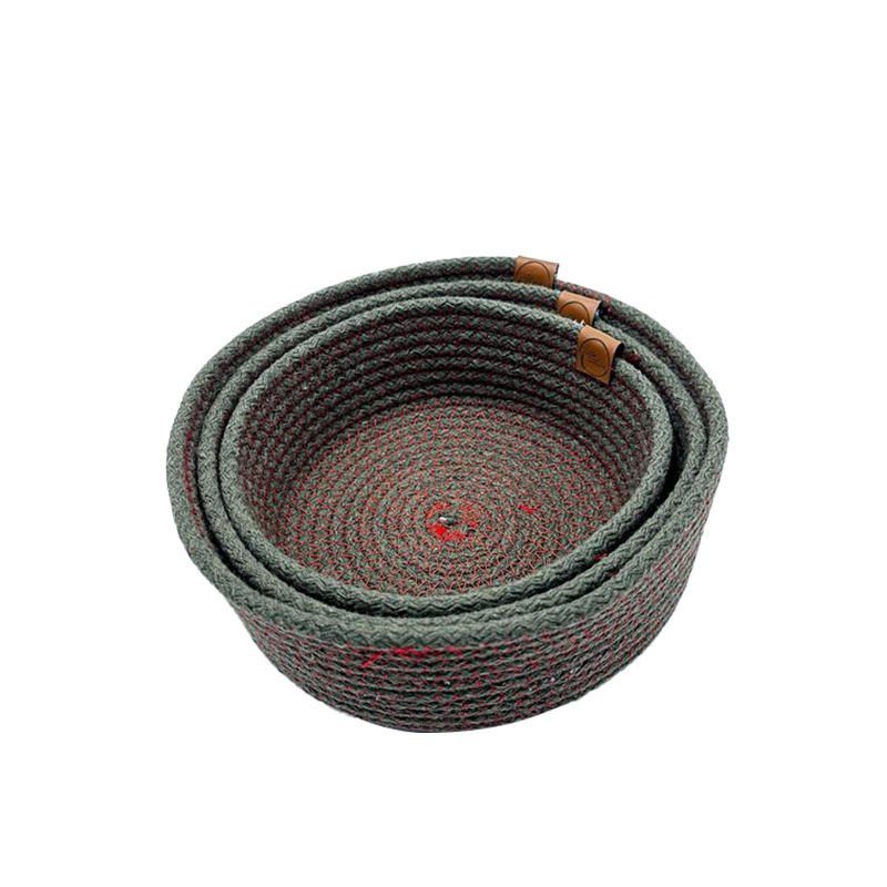 Lia Jüt 3'lü Yuvarlak Organizer Yeşil Kırmızı 24 cm