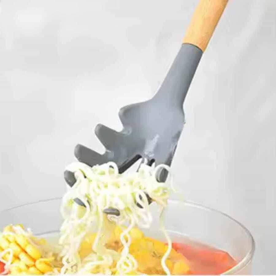 Lia Silikon Spagetti Kaşığı Ahşap Sap 31,5 cm